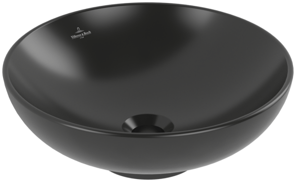 Villeroy & Boch Aufsatzwaschbecken Loop&Friends 420x 420mm Rund mit Überlauf Pure Black CeramicPlus
