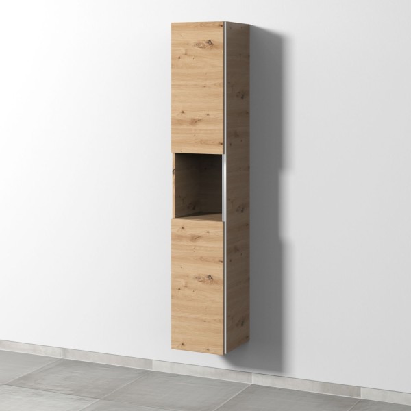 Sanipa 3way Hochschrank mit 2 Türen und 1 offenem Fach, Eiche Natural-Touch