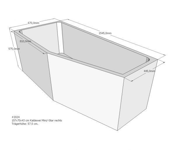 Neuesbad Wannenträger für Kaldewei Mini/Mini Star Nr.834/835 157x70 re