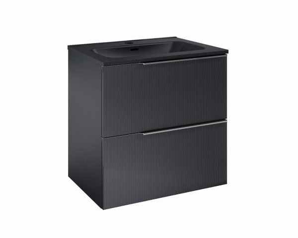 Cosmic Wish Unterschrank 2 Schubladen mit Keramik-Waschbecken , schwarz matt, WJC780M3060108