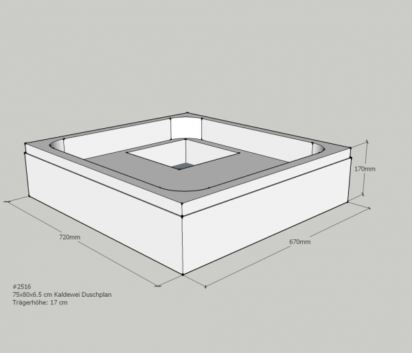 Neuesbad Wannenträger für Kaldewei Duschplan 75x80x6,5