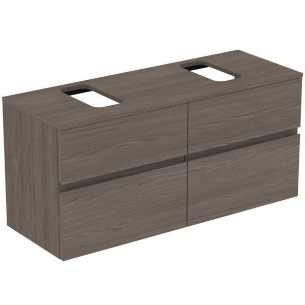 Ideal Standard Waschtischunterschrank Finesse Ausschnitt r/l 1202x440x558mm 4 Auszüge Ulme dunkel, E