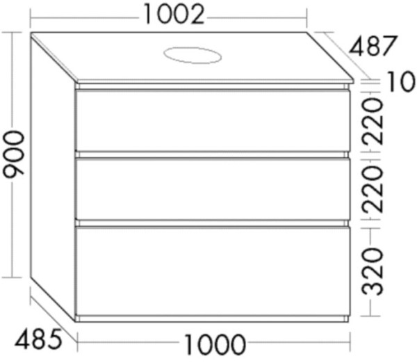 Burgbad Waschtischunterschrank Lin20 HGL 900x1002x487 Trend-/RAL-Farbe Hochglanz, WWYJ100F5374