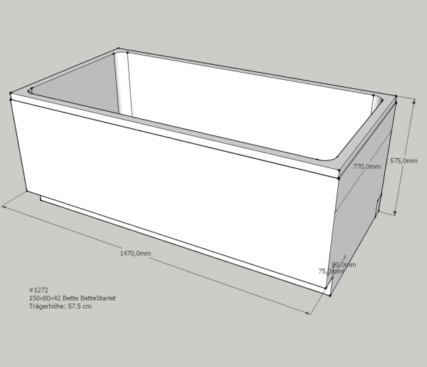 Neuesbad Wannenträger für Bette Starlet 1500x800