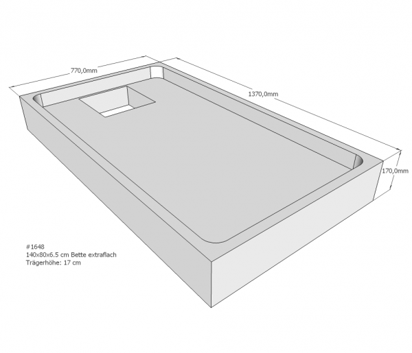 Neuesbad Wannenträger für Bette extraflach 140x80x6,5