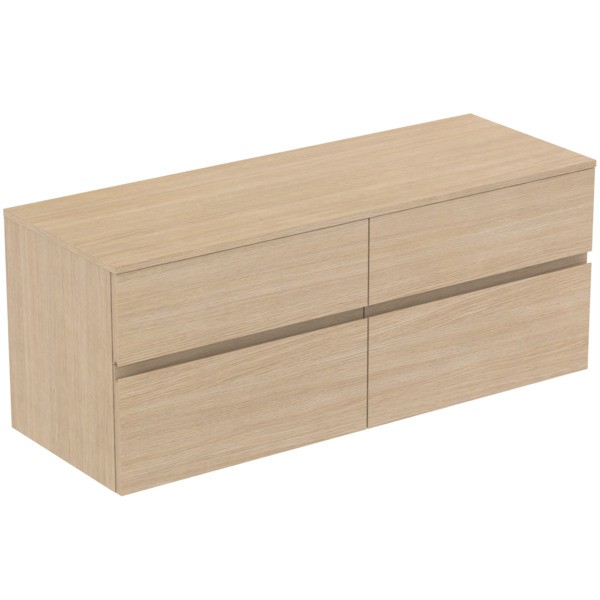 Ideal Standard Waschtischunterschrank Finesse o.Ausschnitt 1402x505x558mm 4 Auszüge Eiche weiss, E34