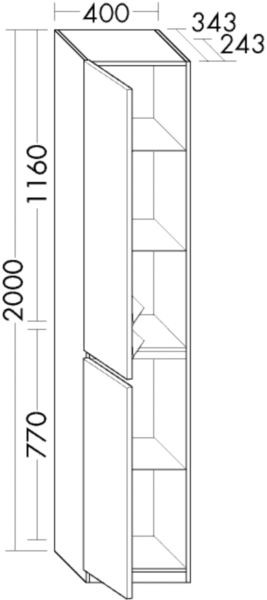 Burgbad Hochschrank Lin20 Melamin 2000x400x245 Eiche Dekor Cashmere, HSPM040LF5355