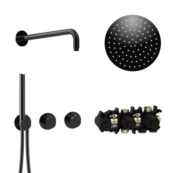 Herzbach MODUL7 Thermostat-Set T-RB250 Wandarm Regenbrause Ø25,0cm , 70.702711.1.08