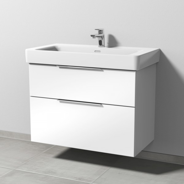Sanipa 3way Waschtischunterbau zu Laufen Pro S Waschtisch mit 2 Auszügen, Weiß-Glanz