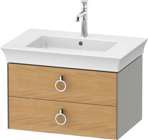 Duravit White Tulip Waschtischunterbau wandhängend Natur Eiche & Stein Grau Matt & Seidenmatt 684x45