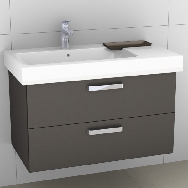 Artiqua 413 Waschtischunterschrank für iCon 124190 Stahlgrau Metallic, 413-WU2L-K08-7141-88