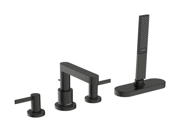 Hansgrohe Finoris 4-Loch Wannenrandarmatur mit sBox, Brushed Black Chrome, 76444340