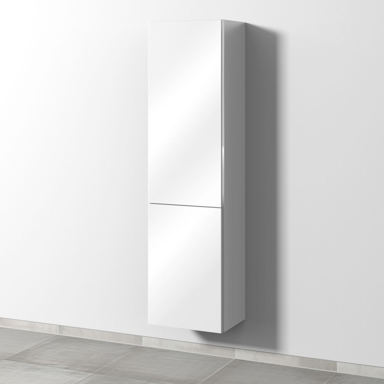 Sanipa 3way Stauraumschrank mit 1 Tür und 1 Wäschekorbklappe, Weiß-Glanz BS18478