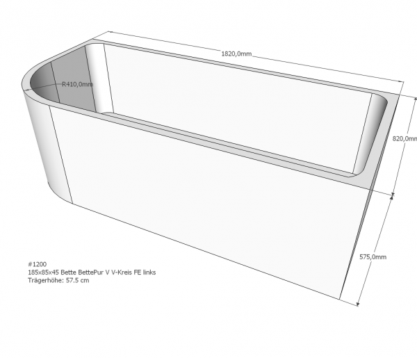 Neuesbad Wannenträger für Bette Pur V 185x85 teiloval
