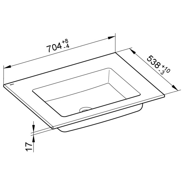 Keuco Keramik-Waschtisch Royal 60 32140, B: 705, H: 17, T: 538 mm