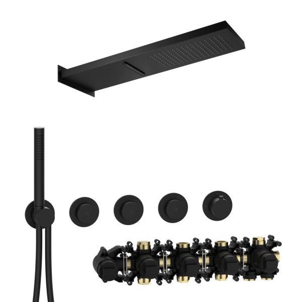 Herzbach MODUL7 PUSH-Thermostat-Set P-MU2 537x165mm Multi 2 Schwarz matt, 70.703713.1.12