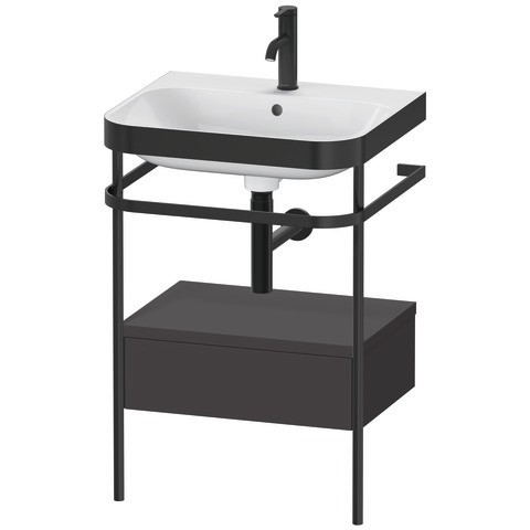 Duravit Happy D.2 Plus c-bonded Set mit Metallkonsole und Schubkasten Graphit Supermatt 575x490x850