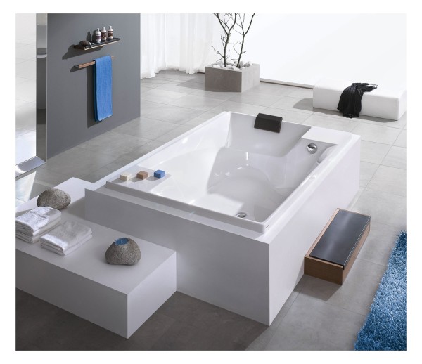 Hoesch Whirlwanne Santee Rechteck 1900x1200 mit System Laola II Whirl+Air Weiss/Chrom/Motor mittig