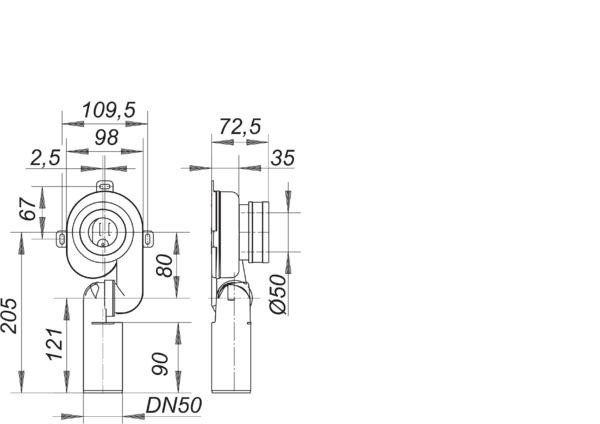 DALLMER Urinal-Absaug-Siphon HL 430, DN 50, 360021