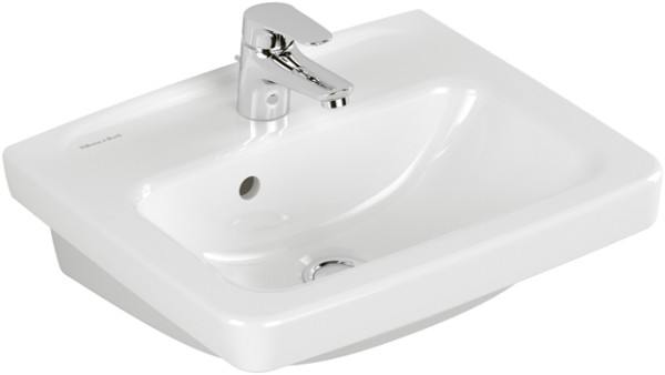 Villeroy & Boch Handwaschbecken Newo 450x370mm Eckig, 1 Hahnloch mit Überlauf Weiss Alpin