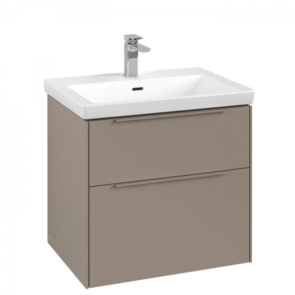 Villeroy & Boch Subway 3.0 Waschbeckenunterschrank, 2 Auszüge, 622 x 579 x 478 mm, Taupe / Taupe