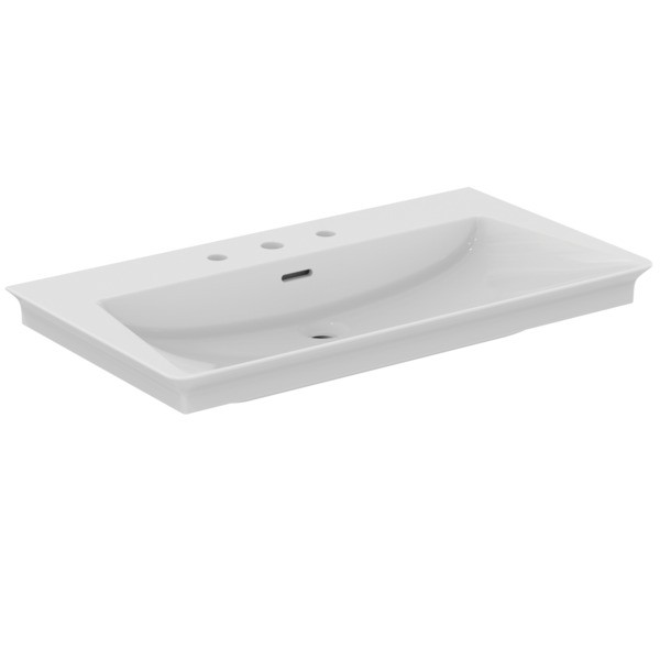 Ideal Standard Möbelwaschtisch La Dolce Vita 860 mm 3 Hahnlöcher mit Überlauf Weiss m.IP, E2676MA