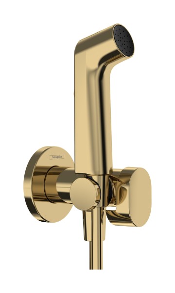 Hansgrohe Handbrause Bidette S f.Warmwasser m. Schlauch 1250mm und Porter polished gold optic , 29
