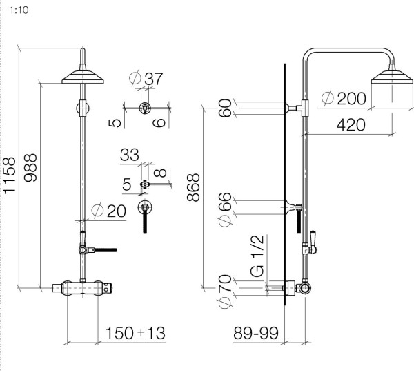 Dornbracht Shower Pipe mit Brause-Thermostat