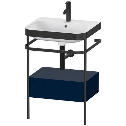 Duravit Happy D.2 Plus c-bonded Set mit Metallkonsole und Schubkasten Nachtblau Seidenmatt 575x490x8