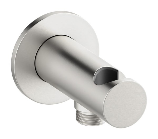 Damixa Brauseanschlusswinkel 1/2" mit integriertem Brausehalter, Stahl PVD, 48446