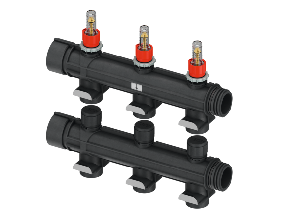 Tece floor Industrie-Heizkreisverteiler VL/RL-Set, 3 HK, mit Universalanschluss, 77390117
