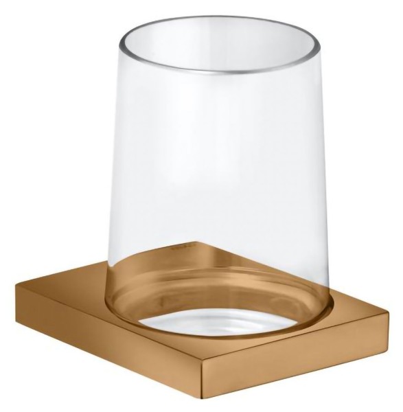 Keuco Glashalter Edition 11 11150, komplett m. Echtkristall-Glas, Bronze gebürstet, 11150039000