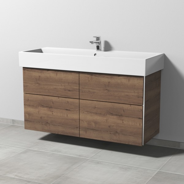 Sanipa 3way Waschtischunterbau zu Duravit Vero Air Waschtisch mit 4 Auszügen, Eiche-Tabak