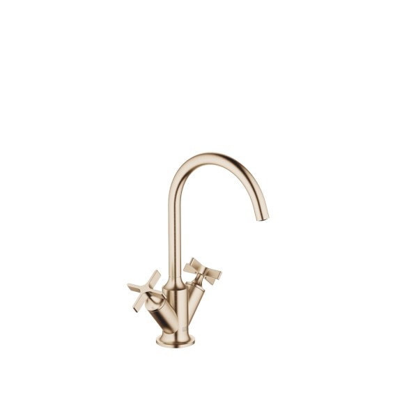 Dornbracht Waschtisch-Einlochbatterie mit Ablaufgarnitur VAIA 22513809 Champagne gebürstet (22kt Gol