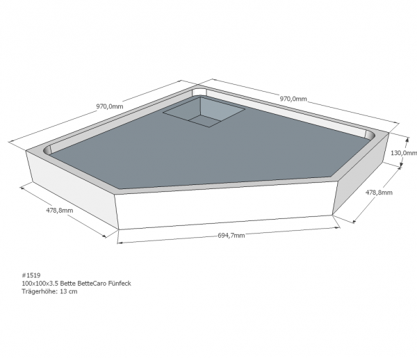 Neuesbad Wannenträger für Bette Caro 100x100x3,5 Fünfeck