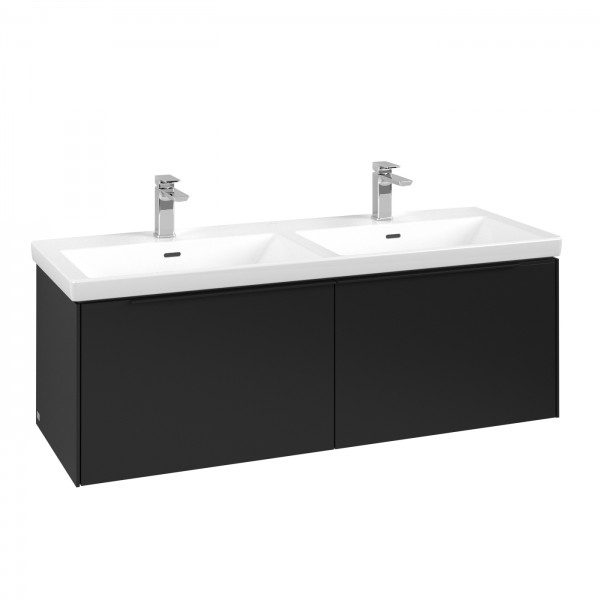 Villeroy & Boch Subway 3.0 Waschbeckenunterschrank, 2 Auszüge, 1272 x 432 x 462 mm, Volcano Black /