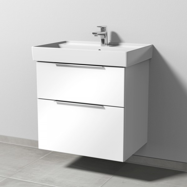 Sanipa 3way Waschtischunterbau zu Villeroy & Boch Collaro Waschtisch mit 2 Auszügen, Weiß-Glanz