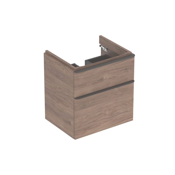 Geberit Smyle Square Unterschrank für Waschtisch, m. 2 Schubladen 58,4x61,7x47cm, Nussbaum, 500352JR