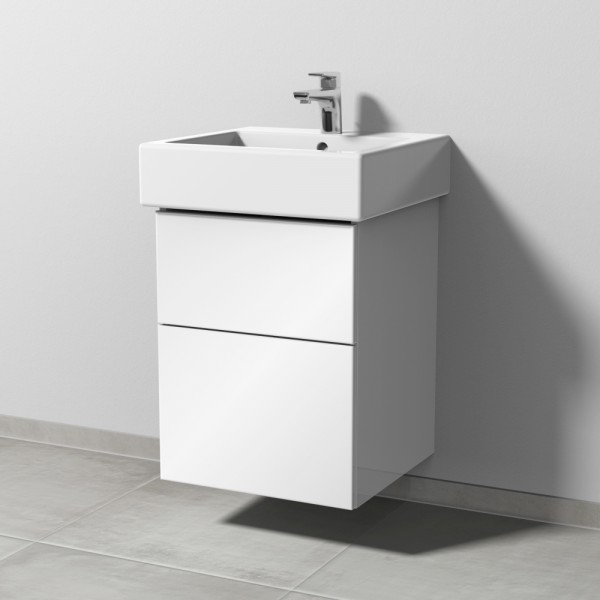 Sanipa 3way Waschtischunterbau zu Duravit Vero Waschtisch mit 2 Auszügen, Weiß-Glanz
