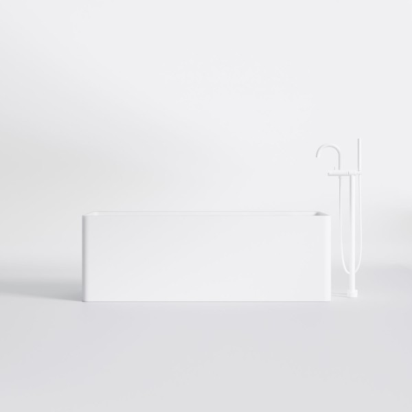 Steinberg Serie 490 Freistehende Badewanne, eckig abgerundet, mit Überlauf, inkl. Ablaufgarnitur, Ab