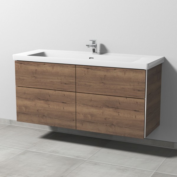 Sanipa 3way Waschtischunterbau zu Villeroy & Boch Subway 3.0 Waschtisch mit 4 Auszügen, Eiche-Tabak