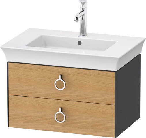 Duravit White Tulip Waschtischunterbau wandhängend Natur Eiche & Graphit Matt & Seidenmatt 684x458x4