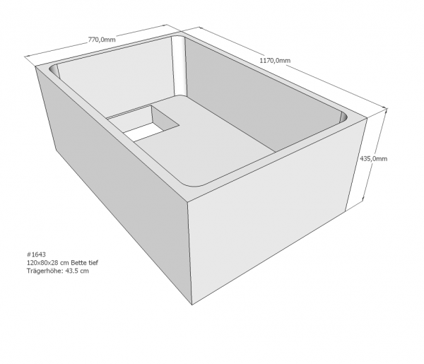 Neuesbad Wannenträger für Bette tief 120x80x28