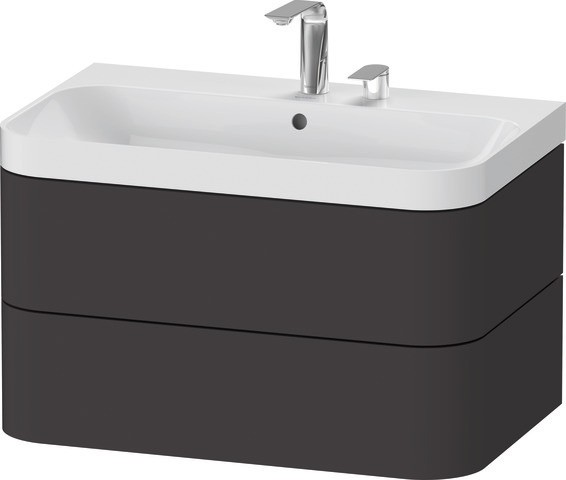 Duravit Happy D.2 Plus c-shaped Set wandhängend Graphit Supermatt 775x490x480 mm - HP4347E8080