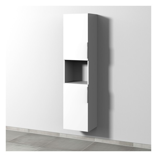 Sanipa 3way Hochschrank mit 2 Türen und 1 offenem Fach, Weiß-Soft