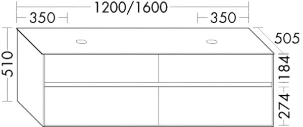 Burgbad Waschtischunterschrank rc40 Schilf Hochglanz/Grau Hochglanz, SGBD140F4517A0063