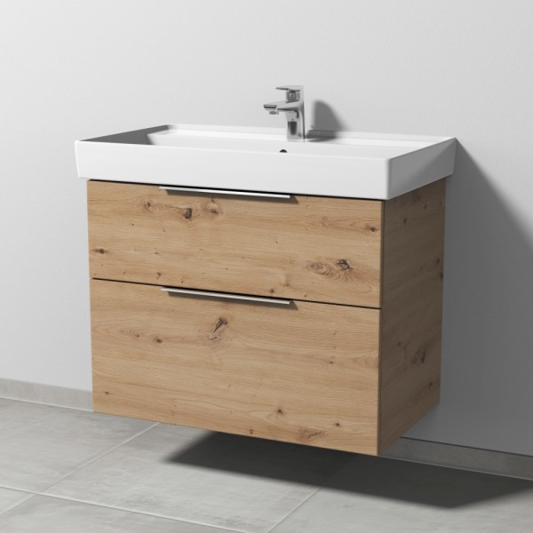Sanipa 3way Waschtischunterbau zu Villeroy & Boch Collaro Waschtisch mit 2 Auszügen, Eiche Natural-T