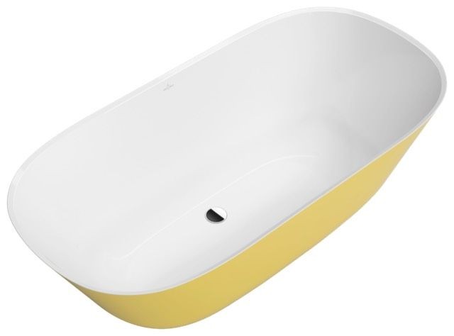 Villeroy & Boch Badewanne Theano 1550x750x620mm Solo Freistehend ColourOnDemand Stone White, Q155ANH Q155ANH7F2BCVRW