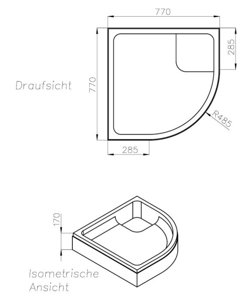 Neuesbad Wannenträger für Kaldewei Zirkon 80x80x6,5 Viertelkreis
