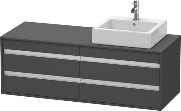 Duravit Ketho Konsolenwaschtischunterbau wandhängend Graphit Matt 1400x550x496 mm - KT6657R4949